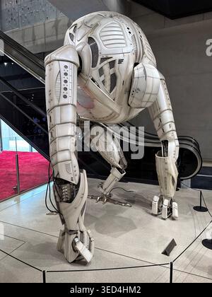 Seoul, South Korea - May 1, 2026: Futuristic robotic installation inside Gentle Monster store featuring large mechanical structure near escalator Stock Photo