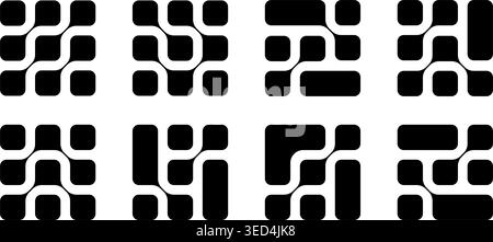 Set of metaball patterns. Connected liquid drops isolated on white background. Linked round amorphous shapes. Neurons, molecules or cells abstract print. Vector graphic illustration. Stock Vector