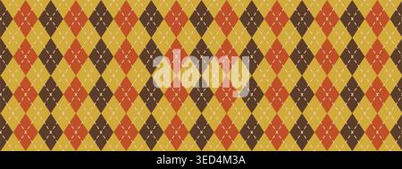 Classic argyle pattern with rhombus shapes. Autumn print with diamonds for men sweater, plaid or wrapping paper. Simple geometric background. Father Day wallpaper. Vector illustration. Stock Vector