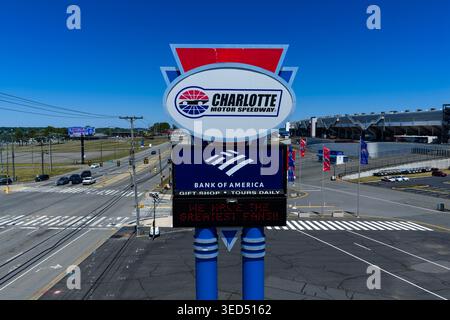 An aerial view of Charlotte Motor Speedway reveals its 1.5-mile quad ...