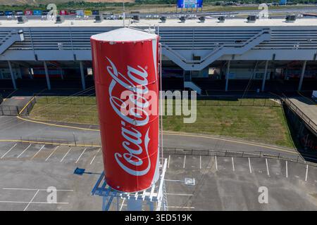 An aerial view of Charlotte Motor Speedway reveals its 1.5-mile quad ...