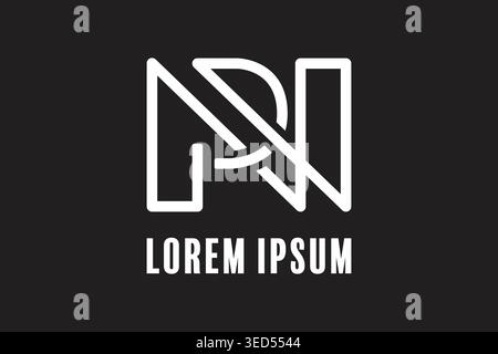 Abstract logo of the letters P and N with a modern design in the form of intertwining white lines on a black background Stock Vector