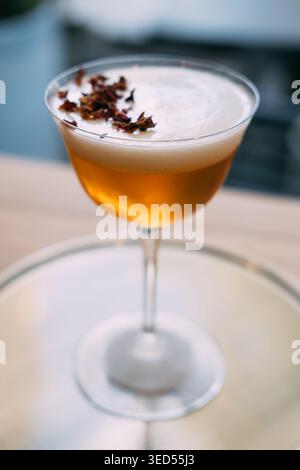 Rose cocktail aperitif glass served garnish drink Stock Photo