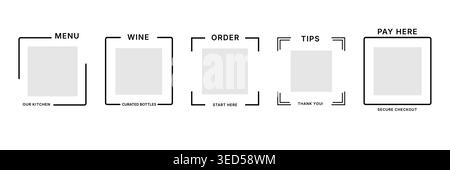 Restaurant QR Code Frame Set for Menu Order and Payment Stock Vector