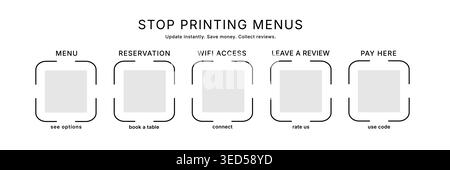 Minimal QR Code Frame Set for Restaurant Use Stock Vector