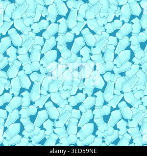 Seamless pattern with piled plastic bottles, stop ocean pollution, environmental pollution Stock Vector