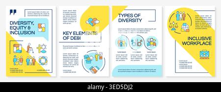 Key elements of dei blue and yellow brochure layout Stock Vector