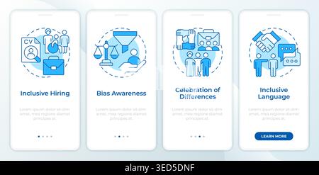 Inclusive work methods blue onboarding mobile app screen Stock Vector