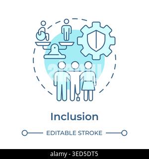 Inclusion soft blue concept icon Stock Vector