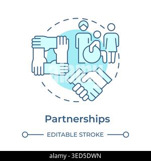 Partnerships soft blue concept icon Stock Vector