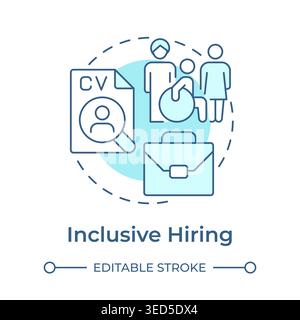 Inclusive hiring soft blue concept icon Stock Vector