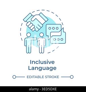 Inclusive language soft blue concept icon Stock Vector
