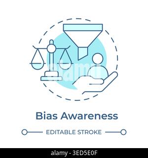 Bias awareness soft blue concept icon Stock Vector