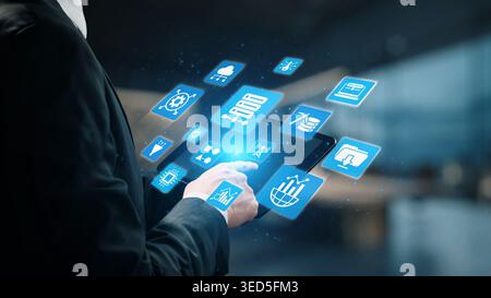 Concept of big data processing and analysis using big data architecture enables insights, big data visualization, and big data integration. Gist Stock Photo