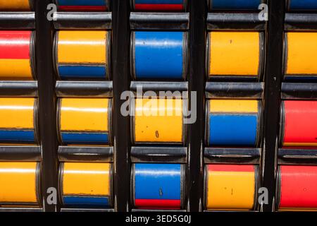 Collection of various wood textures and patterns in a seamless panel layout. Includes different types of natural wooden surfaces with diverse colors a Stock Photo