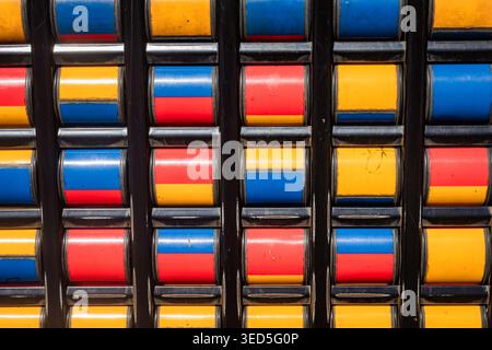 Collection of various wood textures and patterns in a seamless panel layout. Includes different types of natural wooden surfaces with diverse colors a Stock Photo
