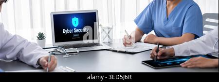 Cyber security system on computer screen protect private information brisk from hacker and cyber attack Stock Photo