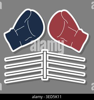 Illustration on theme of set collection accessory for sport game boxing, pattern consisting of elements sport game boxing, abstract composition of spo Stock Vector