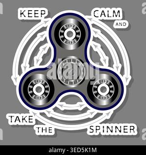 Illustration on theme of set collection accessory for sport game spinner, pattern consisting of elements sport game spinner, abstract composition of s Stock Vector