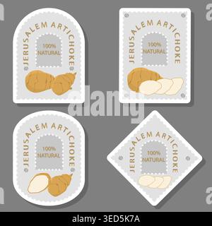 Illustration on theme of set natural eco product vegetable jerusalem artichoke, pattern consisting of kit various options meal vegetable jerusalem art Stock Vector
