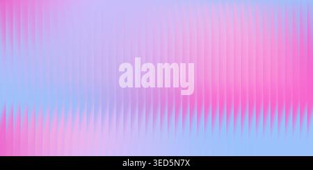 Glass background with gradient effect. Abstract textured light blue and pink vertical fluted stripes. Neon rippled vibrant geometric wallpaper. Vector Stock Vector