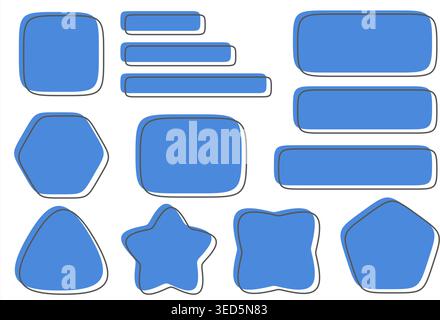 Abstract organic shapes. Dynamic frames for creative designs. Blue geometric blobs and fluid forms for modern banners, posters and graphic templates Stock Vector