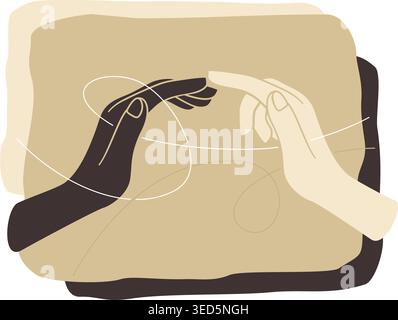 Stop racism, anti-racism and tolerance, protest banner. Human rights concept with white and black hands touching each other. Vector illustration Stock Vector