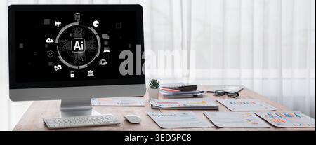 Generative AI virtual assistant tools for prompt engineer and user for ease of engage artificial intelligence AI technology help people to work with Stock Photo