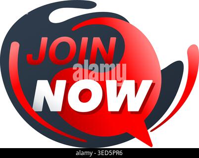 Join Now web button - rounded active element in speech bubble shape - website promo banner decoration Stock Vector