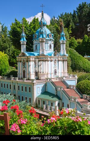Miniature model of St Andrews, St Andrij church in Kiev, Ukraine. At Cockington Green Gardens, Canberra, Australia Stock Photo