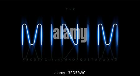 Minimalistic Font Logo Alphabet Rounded Thin Letter Set Modern Typography, Futuristic Typographic Design for HUD Sci-Fi Title Text, Innovation Stock Vector