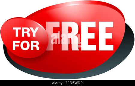 Try for free badge or web button for special offers - trial or demo - isolated vector icon. Vector illustration Stock Vector