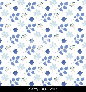 Seamless pattern of simple botanical elements. Watercolor Twig of ...