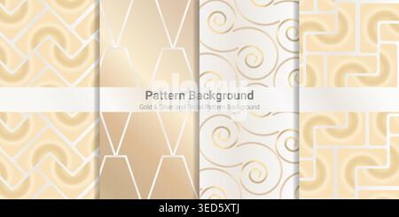 pattern background gold, silver gold and wood pattern background Stock Vector