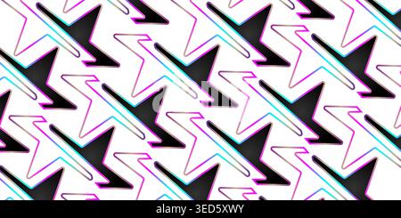 lightning seamless pattern on white background with white stars, glowing colors. can be used to design t-shirts, wallpapers, screens, rock n roll musi Stock Vector