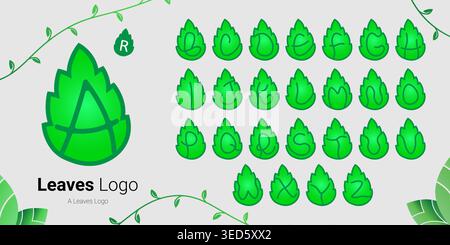 Alphabet Leaves Logo, sustaible use for activities related to natural environment, nature event,nature business, Learning Letters for childern and acc Stock Vector