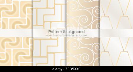 pattern background gold, silver gold and wood pattern background Stock Vector