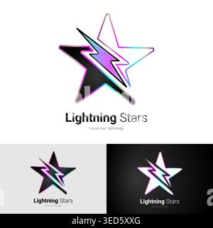 Lighning Stars Logo Future Your Technology Business, music logo, and esport logo Stock Vector