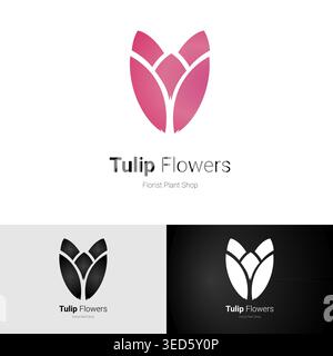 Tulip Flowers Logo Style, logo nature, logo company and flowers logo Stock Vector