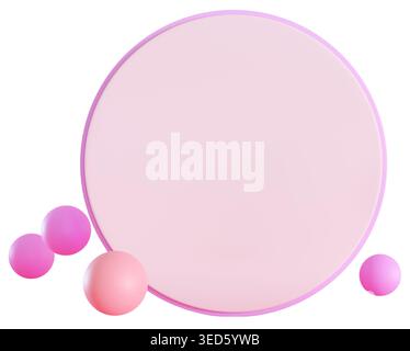 A smooth circle in the center with several colorful spheres grouped near it. The objects are isolated on a clear background, making them suitable for Stock Photo