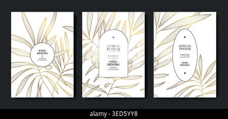 Luxury olive leaf pattern, elegant gold branches on white background. Premium vector illustration, Mediterranean style, olive oil labels, food Stock Vector
