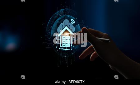 Cloud computing, cloud strategy, and cloud technology transforming digital infrastructure with scalable services, secure data storage, and cloud-based Stock Photo
