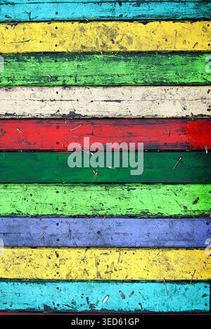 Colorful grungy wooden wall. Seamless background photo texture. Stock Photo