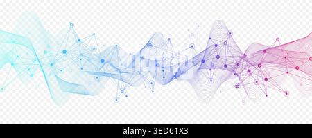 Abstract tech network connection dots. Digital background and big data technology. Blue background with plexus lines effect. Geometric background with Stock Vector