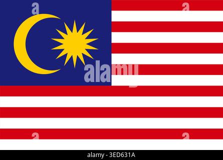 Flag of Malaysia. Malaysia National Flag. Vector Illustration. Stock Vector