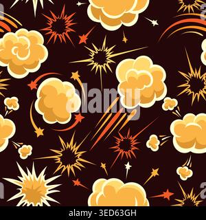 Cartoon explosion clouds seamless pattern Stock Vector