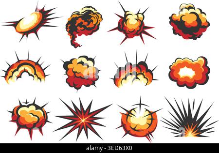 Cartoon colorful explosion clouds Stock Vector