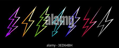 Glowing lightning bolts Stock Vector