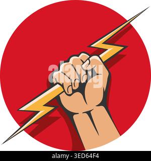 Human hand holds lightning Stock Vector