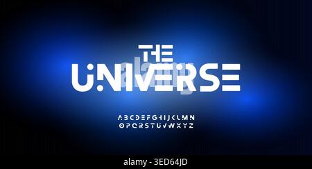 Bold Geometric Font Modern Logo Alphabet Futuristic Letter Set, Abstract Creative Typographic Design for Innovative Technology and Science Innovation Stock Vector